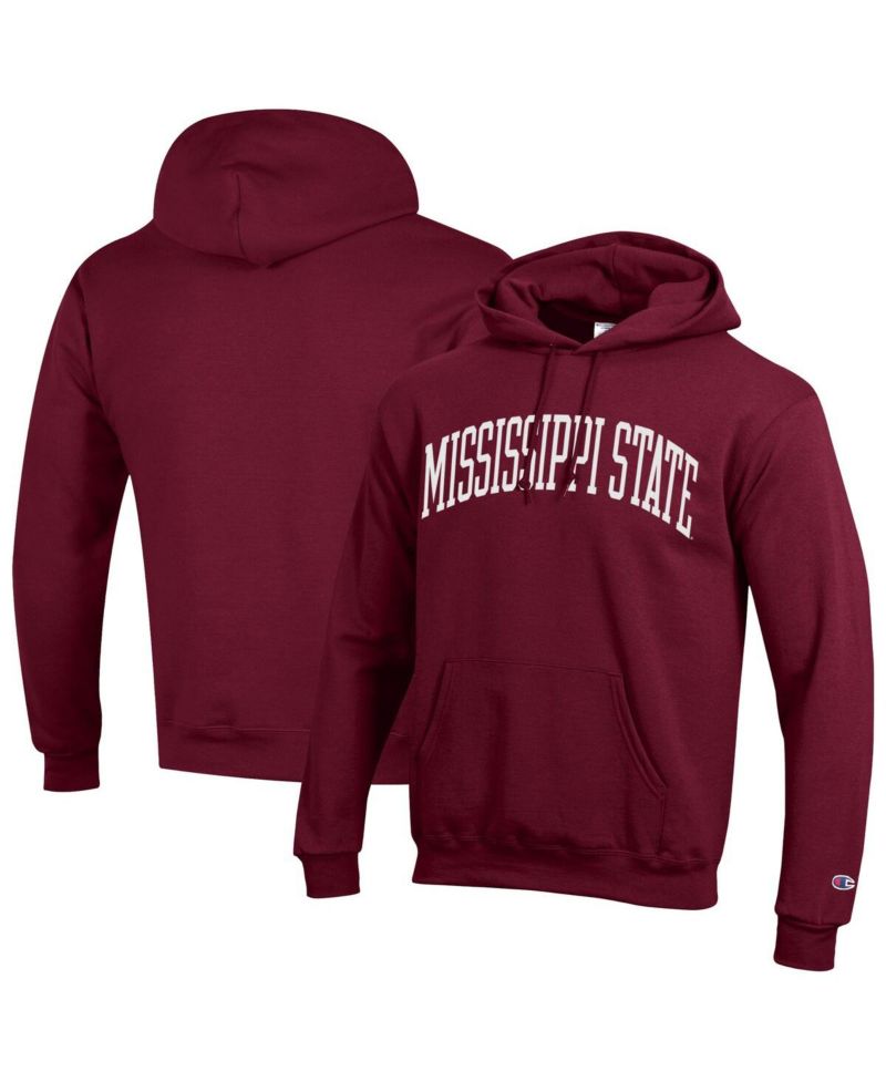 Men's Maroon Mississippi State Bulldogs Basic Arch Fleece Pullover Hoodie