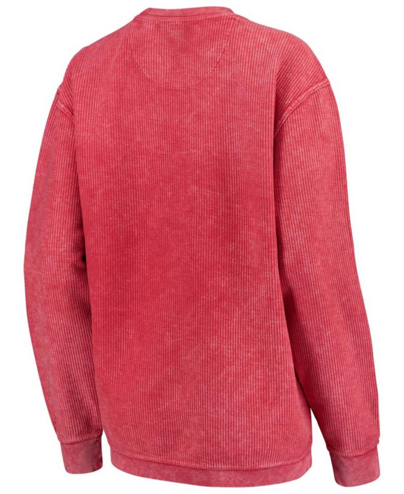 Women's Scarlet Nebraska Huskers Comfy Cord Vintage-Like Wash Basic Arch Pullover Sweatshirt