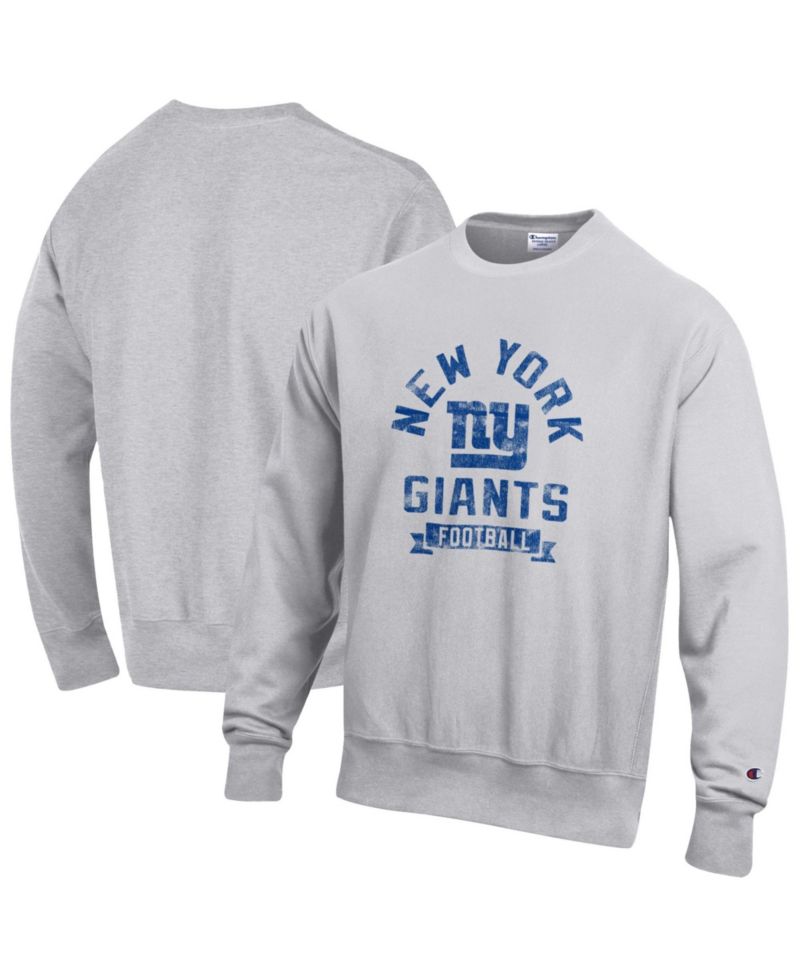Men's Heather Gray New York Giants Reverse Weave Fleece Pullover Sweatshirt
