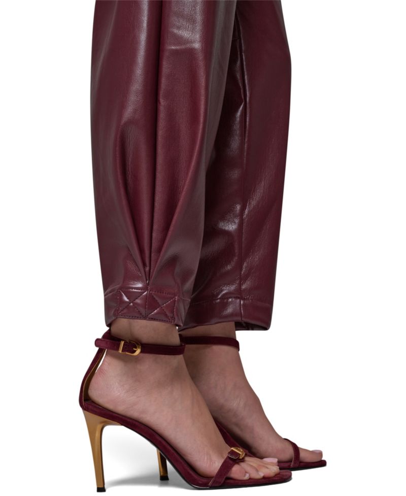 Women's Cargo High-Rise Tapered-Leg Polyurethane Pants