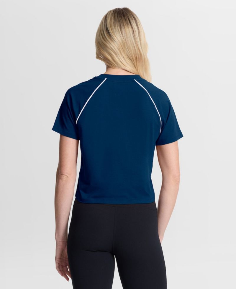 Women's Navy Chicago Bears Offensive Scheme Raglan Tri-Blend Cropped Top