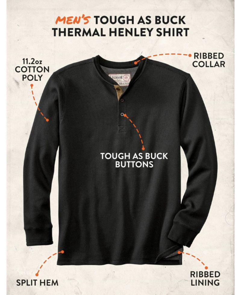 Mens Double Layer Thermal Henley Long Sleeve Shirt