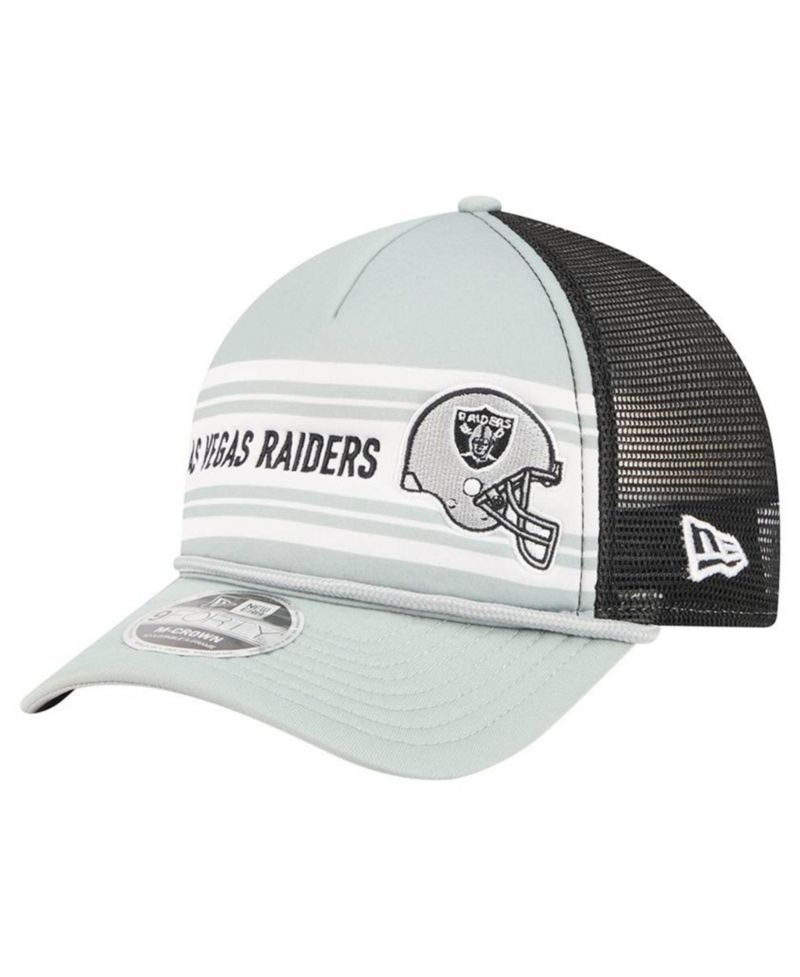 Men's Silver Las Vegas Raiders Linear A-Frame 9FORTY Adjustable Hat