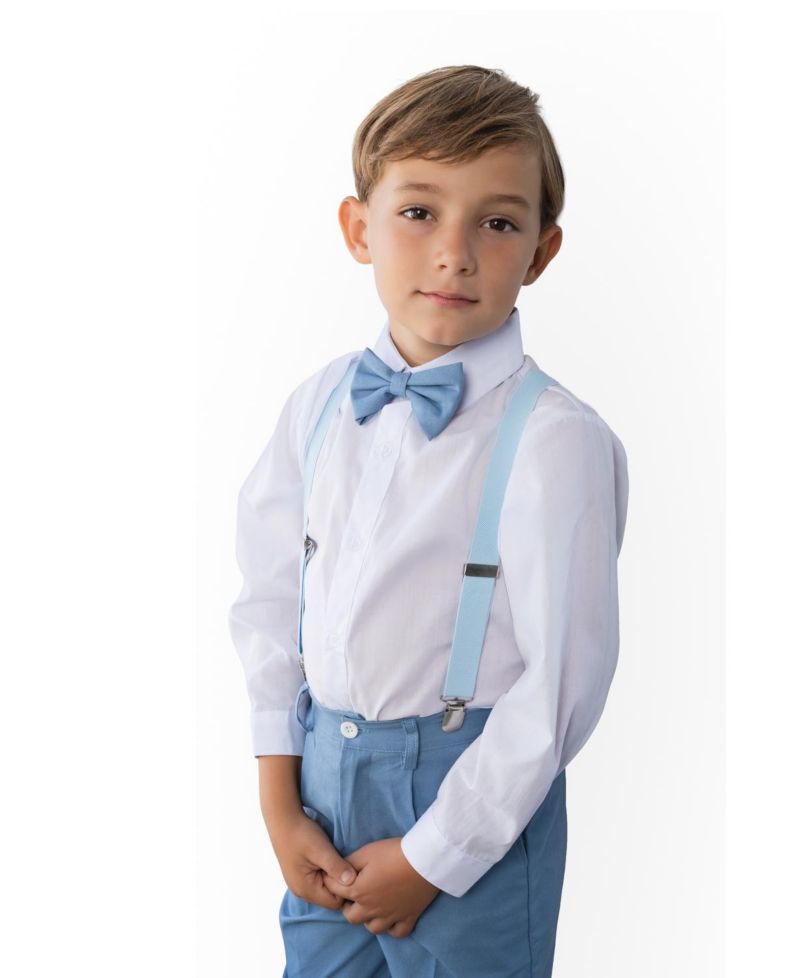 Little Boys Barn Safari Linen 4-Piece Shirt, Bowtie, Suspenders and Pants Set