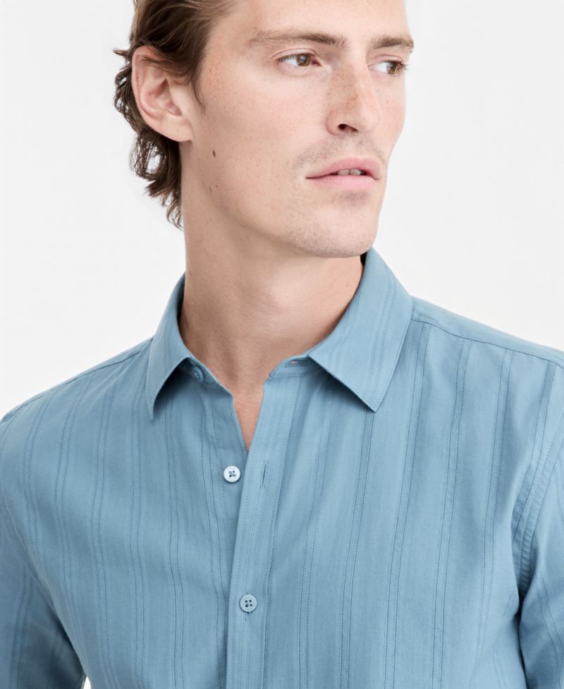 Men's Textured Striped Resort Shirt, Macy's Exclusive