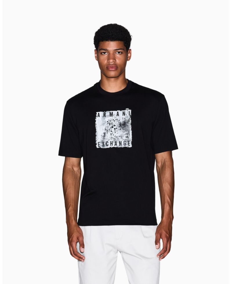 Men's Grid Box Splatter Graphic T-Shirt