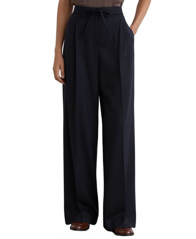 Women's Solene Wool-Blend Pleated Wide-Leg Trousers