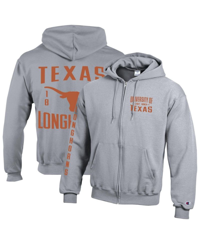 Men's Gray Texas Longhorns Varsity Power blend Full-Zip Fleece Hoodie