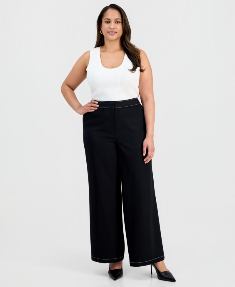 ASL Plus Size Mid-Rise Wide-Leg Pants