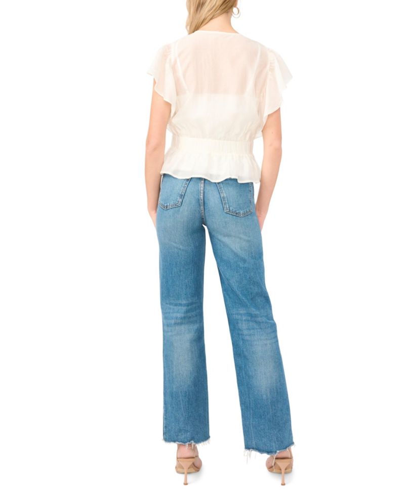 Women's Lace Front Wrap Peplum Top