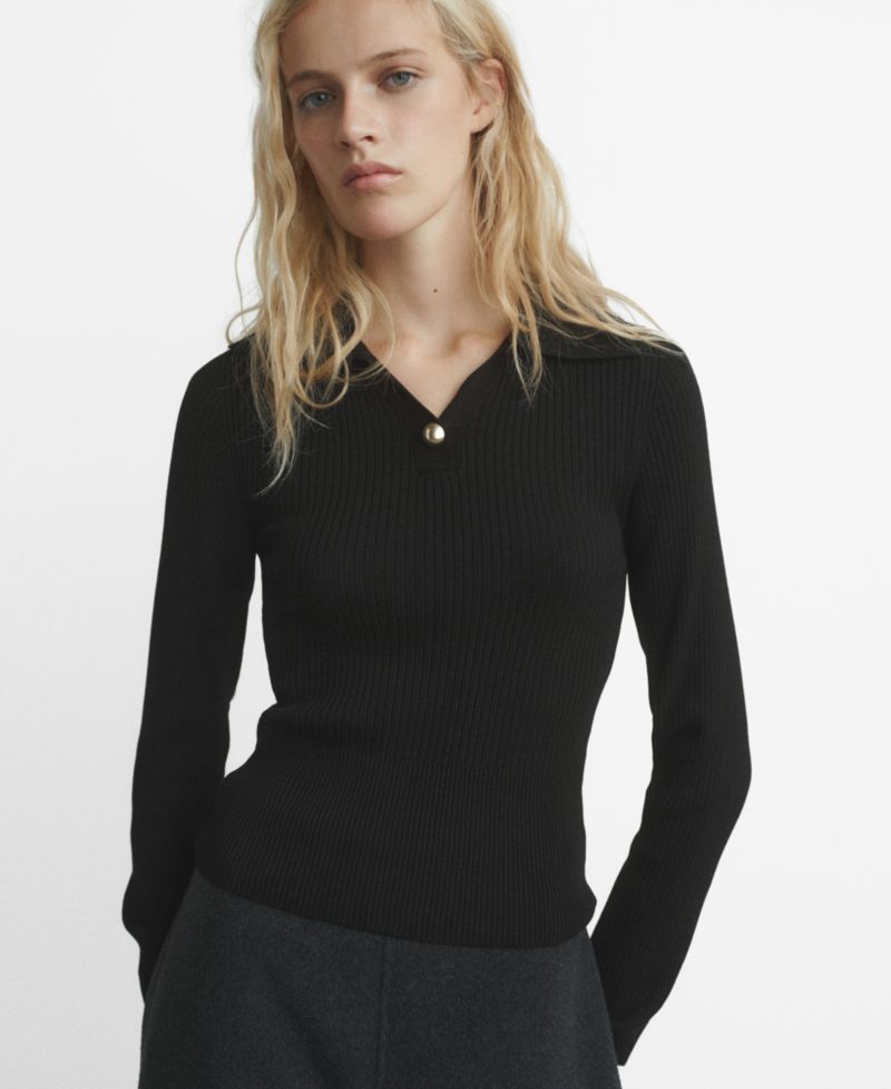 Women's Jewel Button Ribbed Sweater