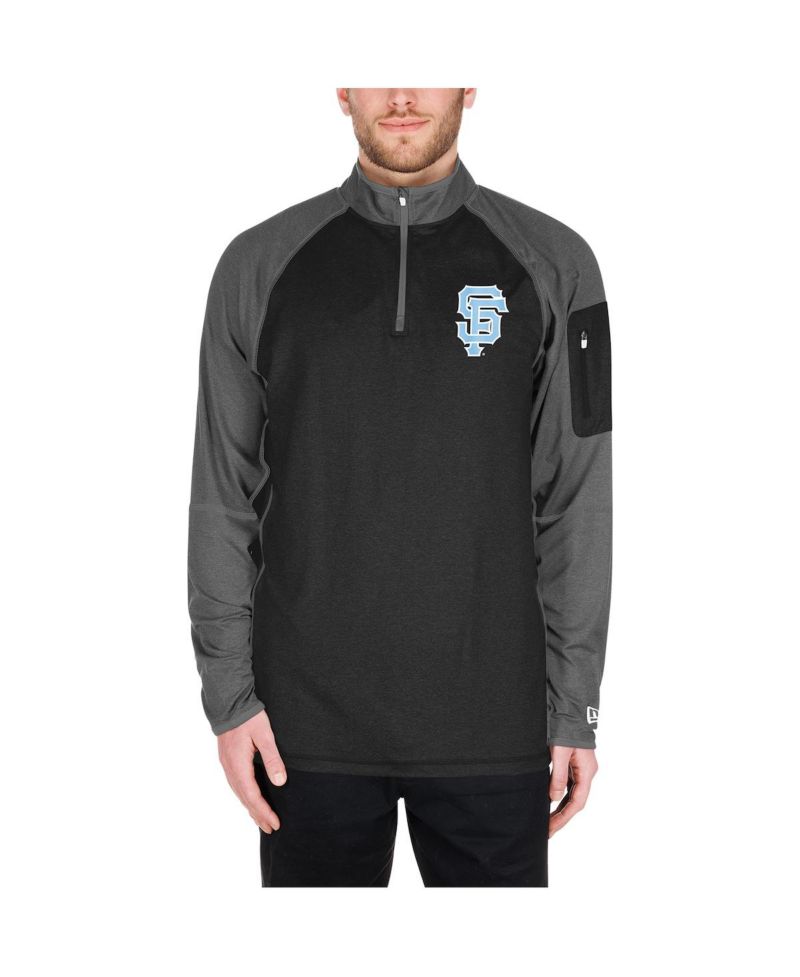 Men's Black San Francisco Giants Father's Day Raglan Quarter-Zip Top
