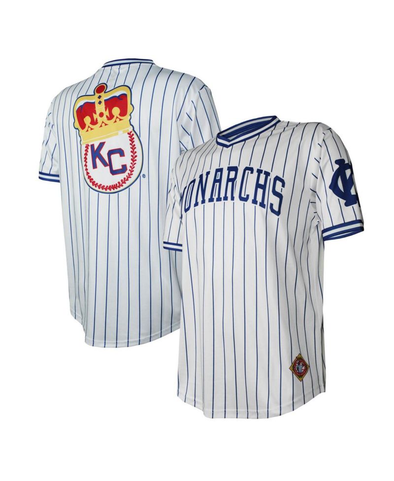 Men's White Distressed Kansas City Monarchs V-Neck Jersey