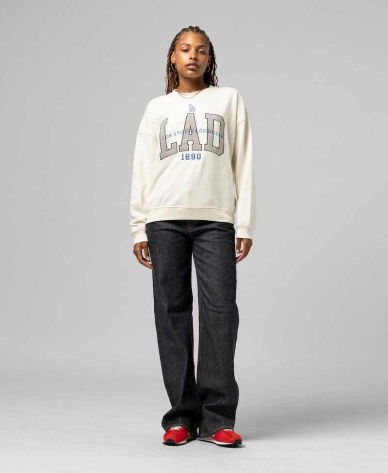 Women's Cream Los Angeles Dodgers Premium Crewneck Sweatshirt