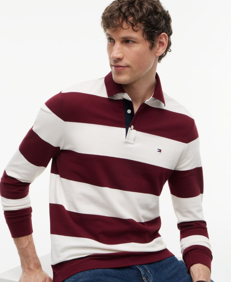 Men's Striped Classic Rugby Polo Shirt