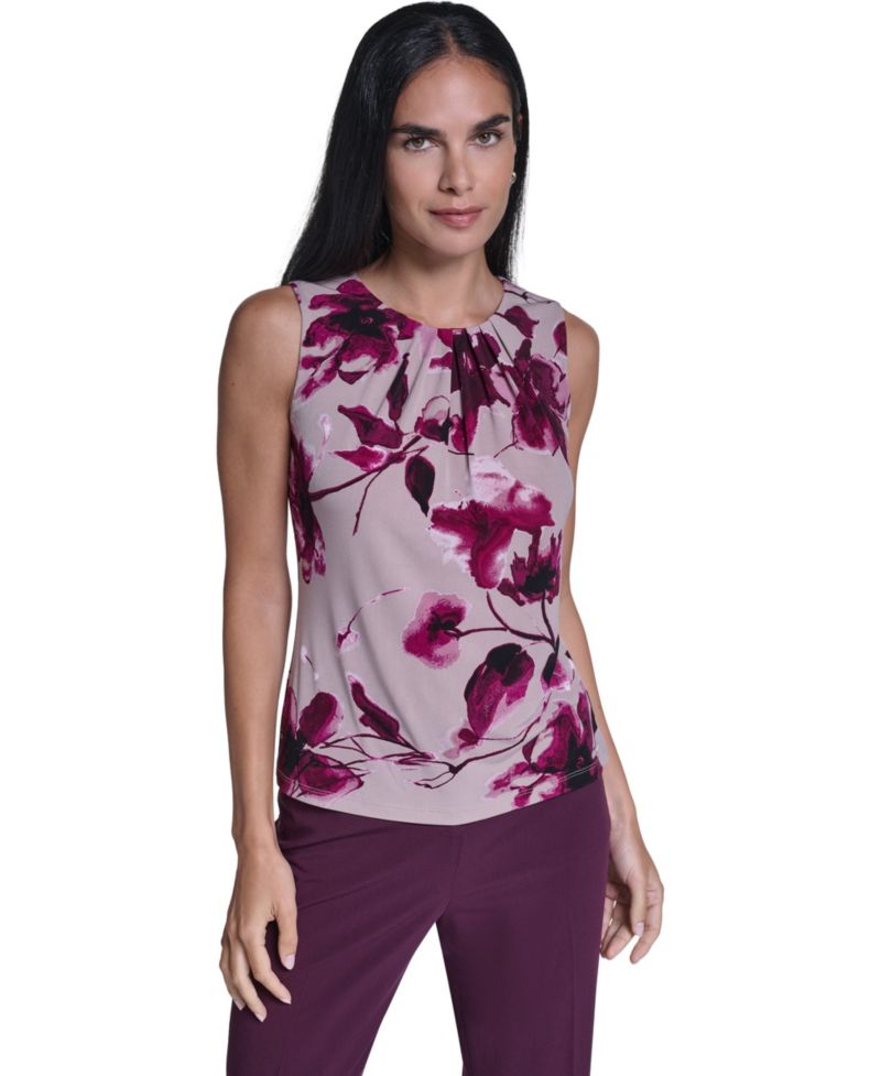 Women's Floral-Print Sleeveless Blouse