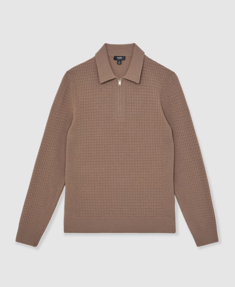 Men's Hamilton Wool Waffle-Knit Half-Zip Polo Sweater