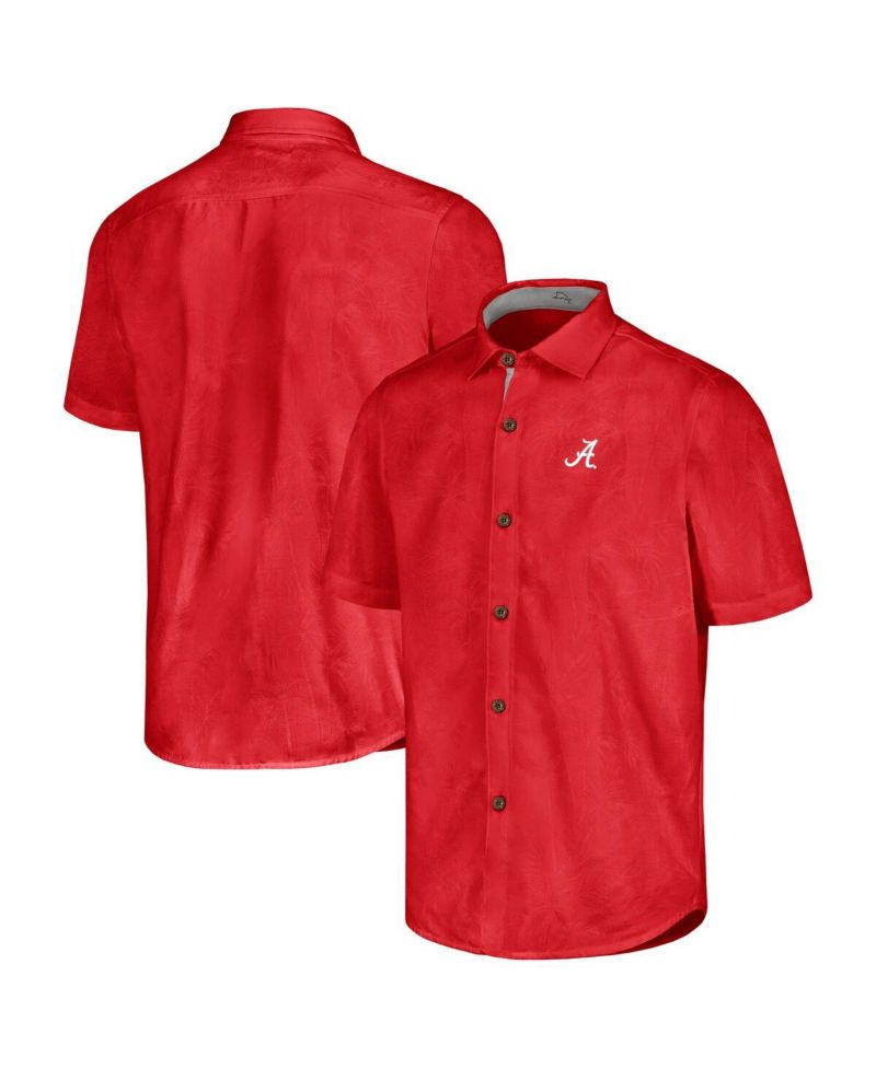 Men's Crimson Alabama Crimson Tide Sport Coconut Point Palm Vista IslandZone Button-Up Shirt
