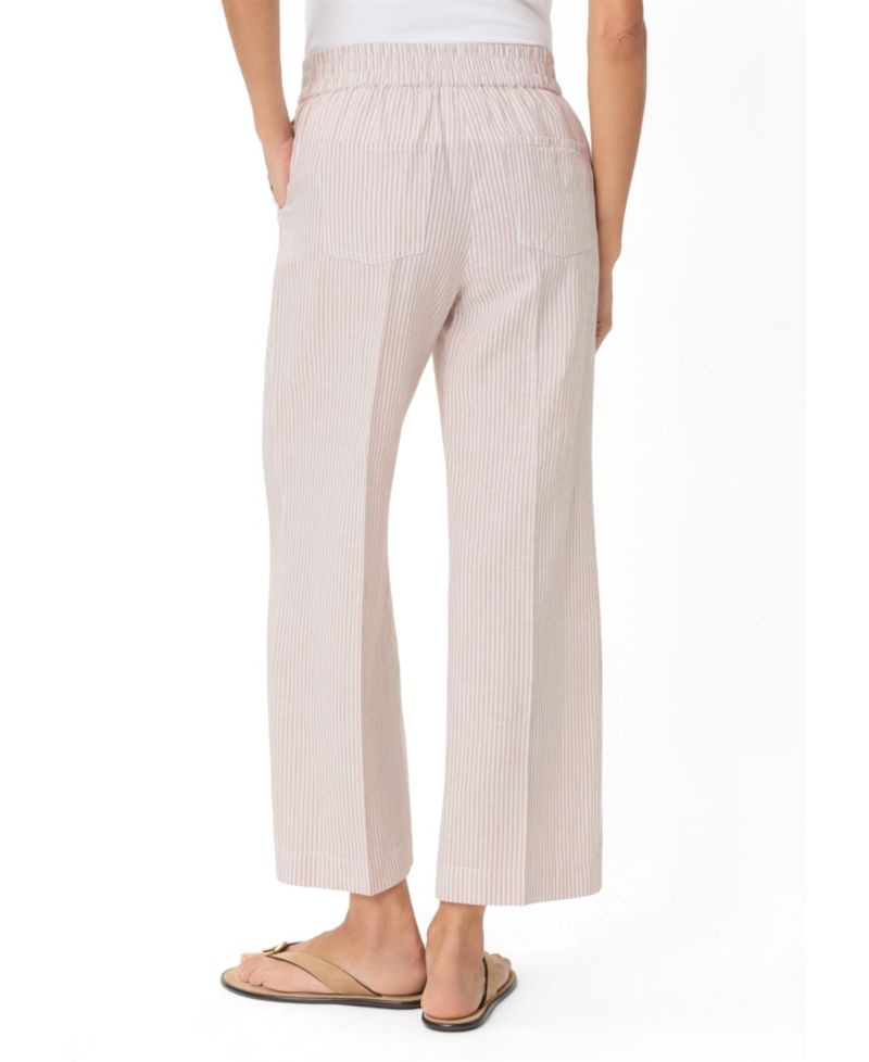 Women's Stripe Linen-Cotton Cropped Pant
