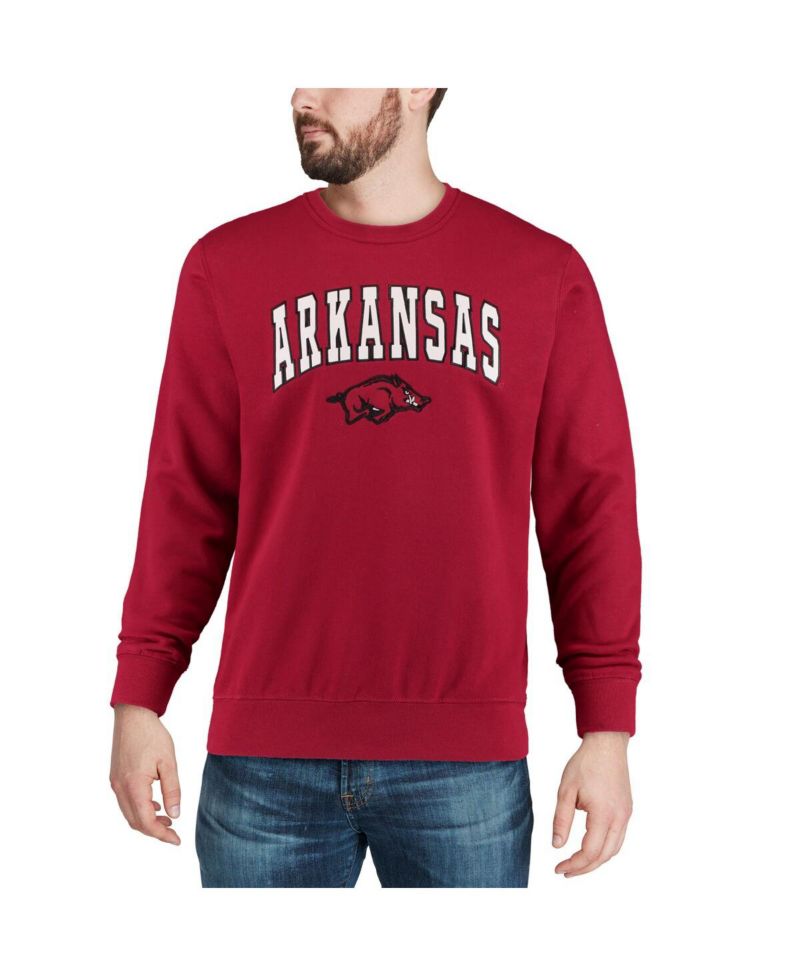 Men's Arkansas Razorbacks Arch and Logo Crew Neck Sweatshirt