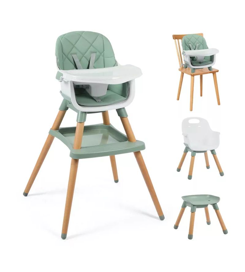 7-in-1 Convertible Baby High Chair with Removable Tray and 5-Point Harness