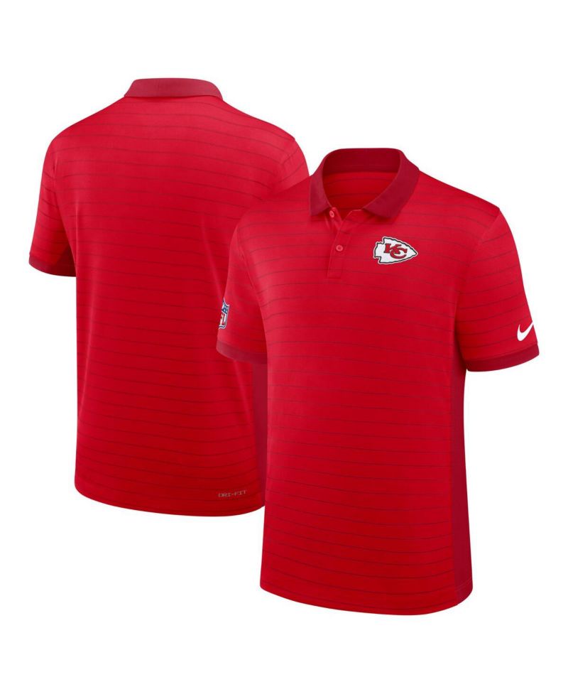 Men's Red Kansas City Chiefs Sideline Victory Stripe Performance Polo Shirt