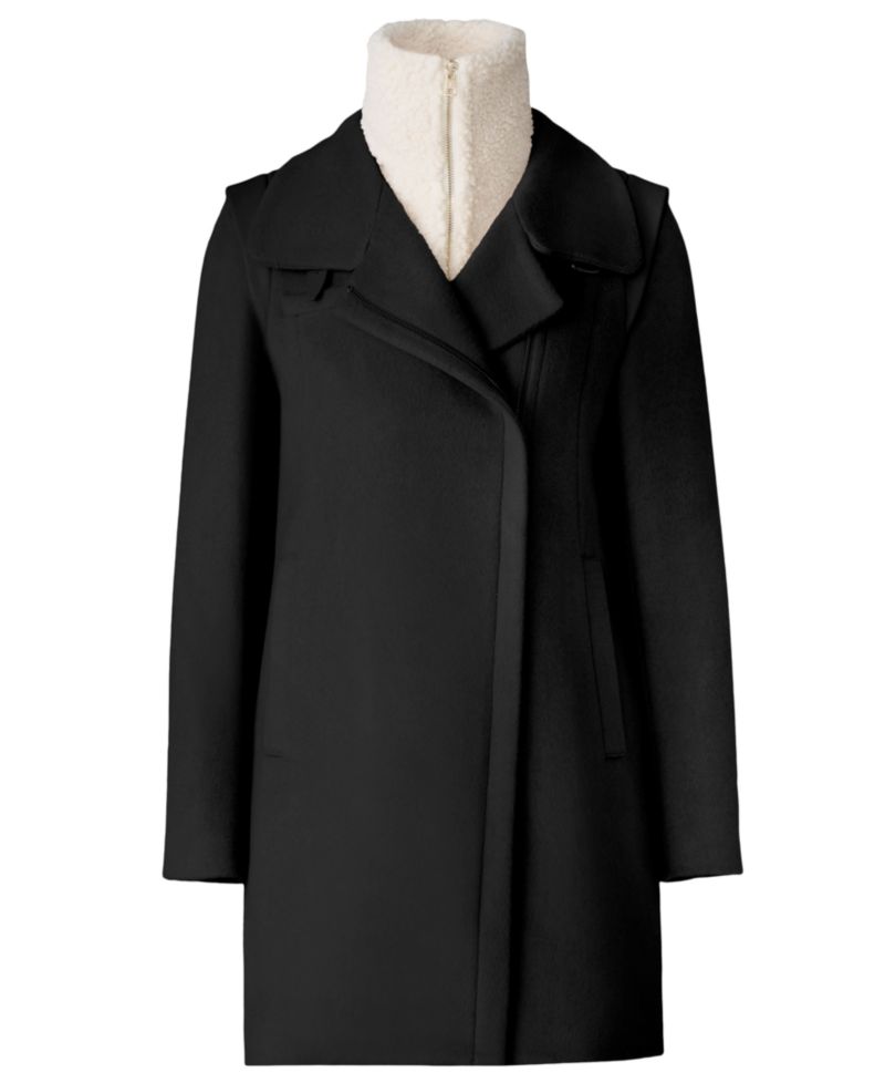 Women's Kiana Wool-Blend Notched-Collar Zipper Coat