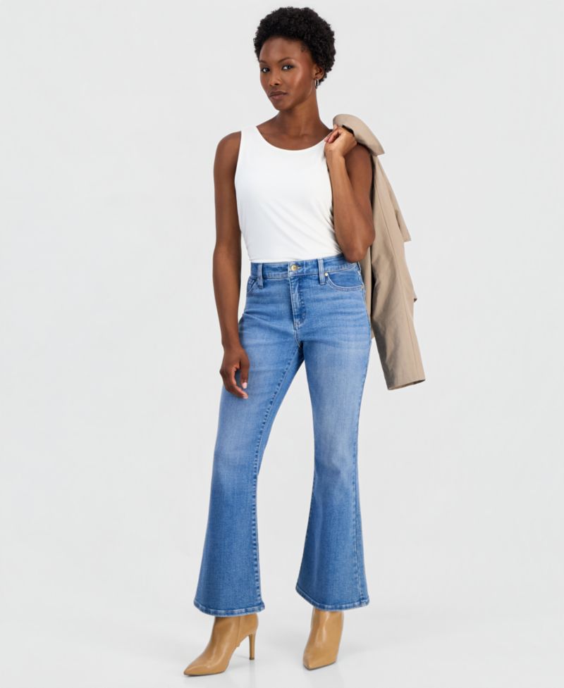 Petite High-Rise Flare-Leg Jeans