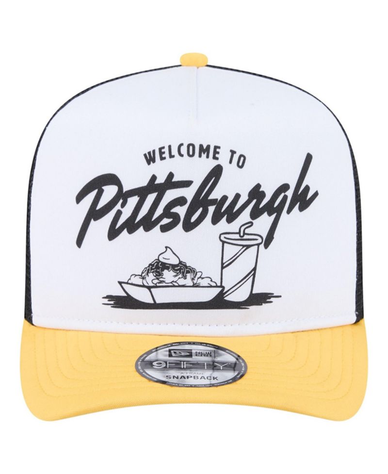 Men's White/Gold Pittsburgh Steelers Foodie 9FIFTY A-Frame Trucker Snapback Hat