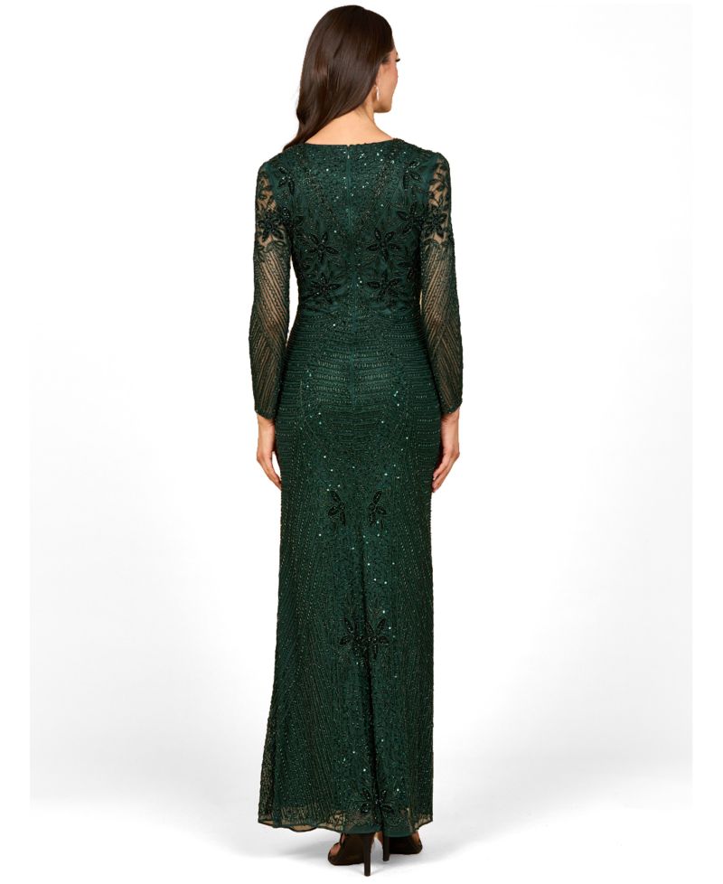 Women's Long Sleeve Beaded Maxi Gown