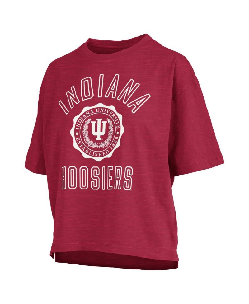 Women's Crimson Indiana Hoosiers Motley Crew Bishop Waist Length Oversized Slub T-Shirt