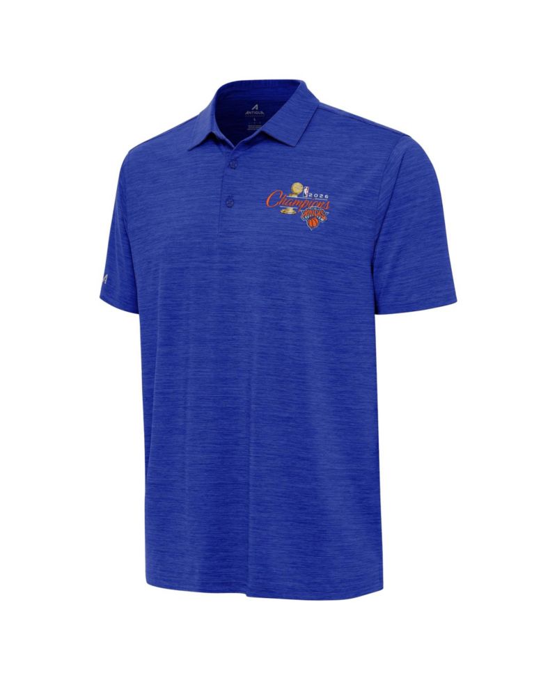 Men's Heather Blue New York Knicks 2026 NBA Finals Champions Layout Polo