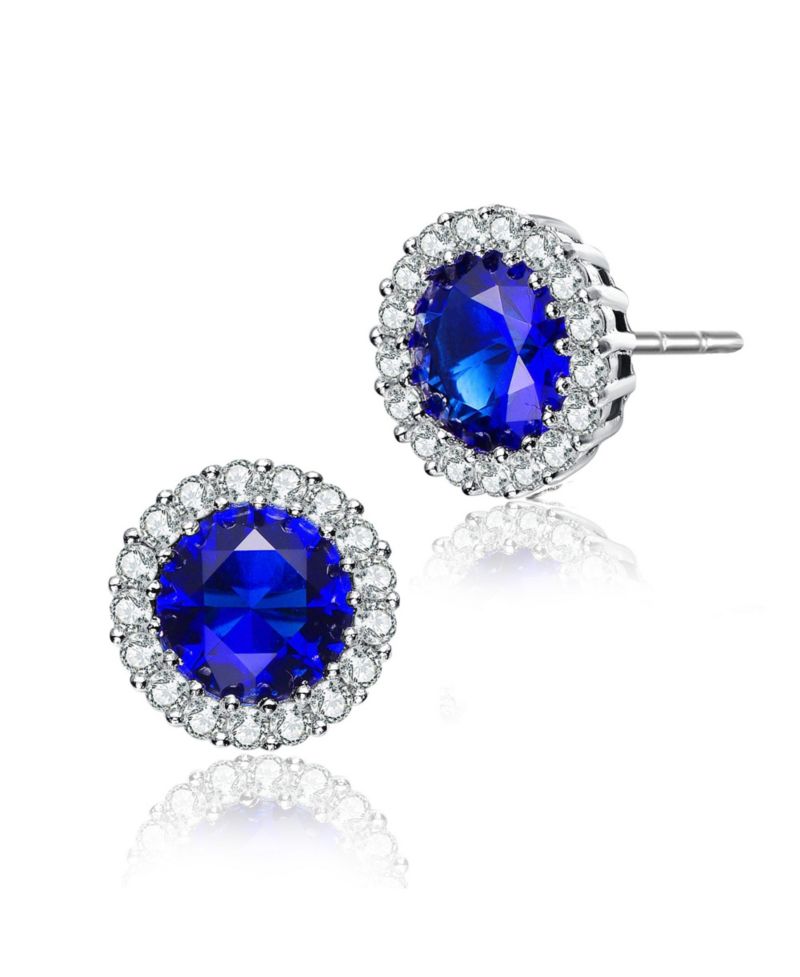 Sterling with Colored Cubic Zirconia Stud Earrings