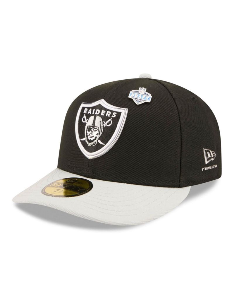Men's Black/Silver Las Vegas Raiders 2026 NFL Draft Pre-Curved 59FIFTY Fitted Hat