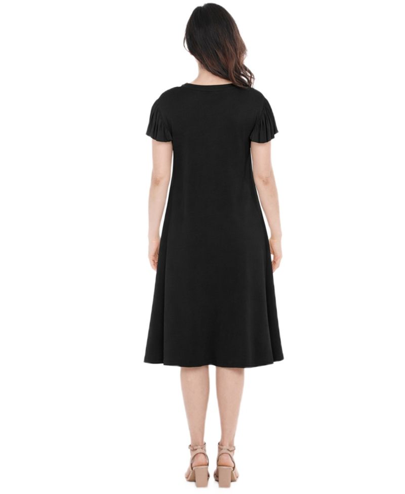 Women's Flutter-Sleeve Tie-Neck Maternity Dress