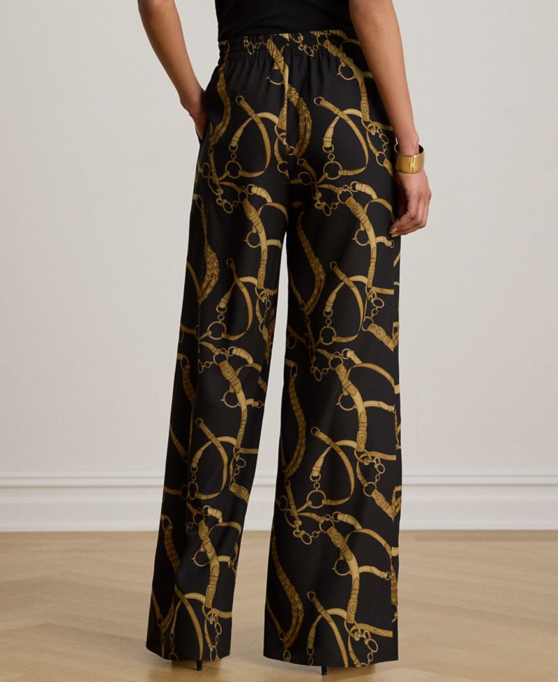 Women's Belting-Print Wide-Leg Pants