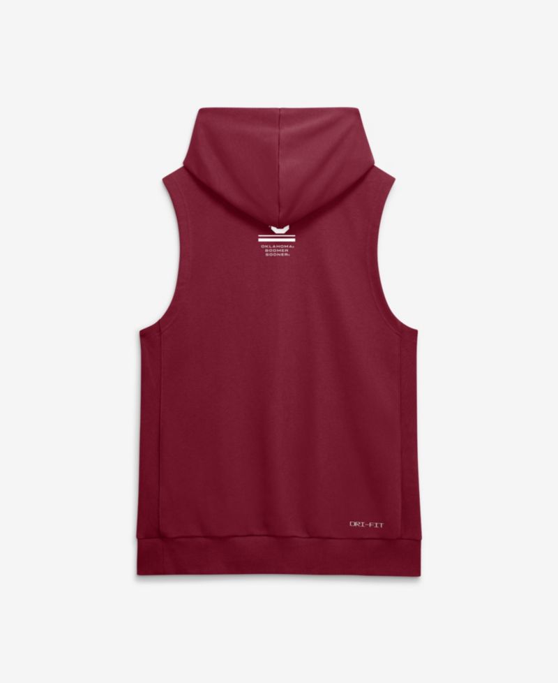 Men's Crimson Oklahoma Sooners 2026 Sideline Sleeveless Dri-FIT Hoodie