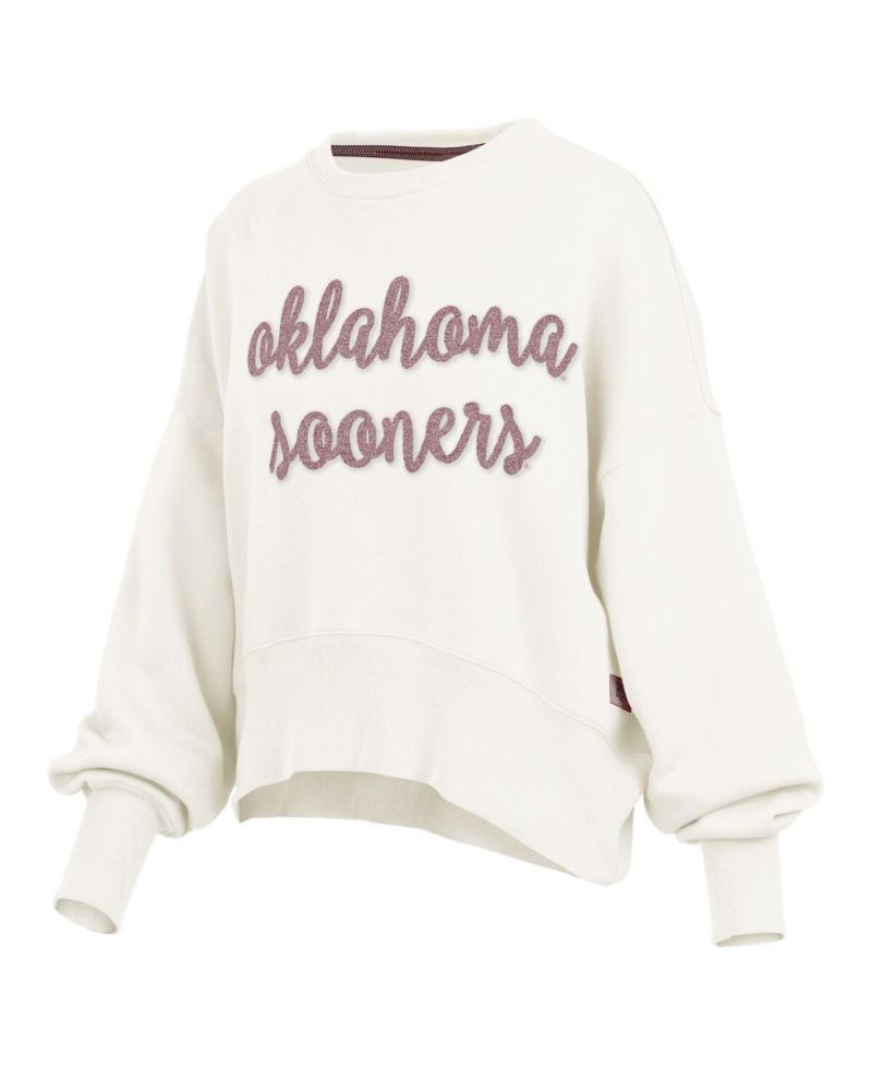 Women's Cream Oklahoma Sooners Chelsea Oversized Pullover Sweatshirt