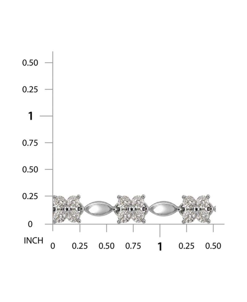 Cubic Zirconia Flower Design Polish Oval Link Bracelet