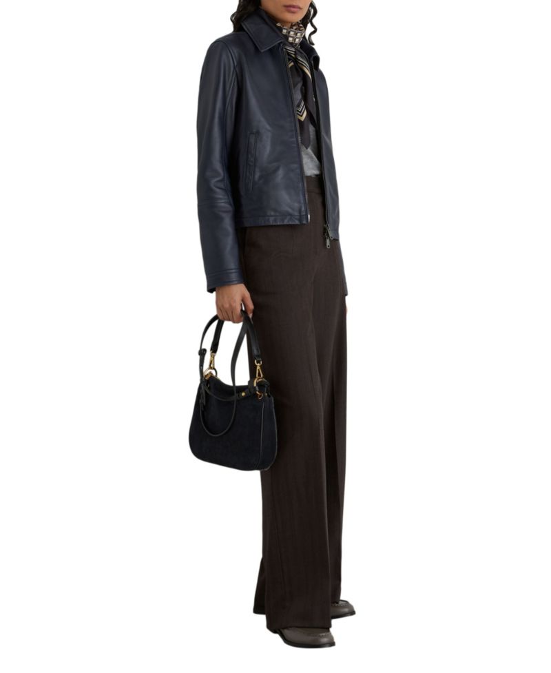 Petite Sorina Leather Moto Zip-Through Jacket