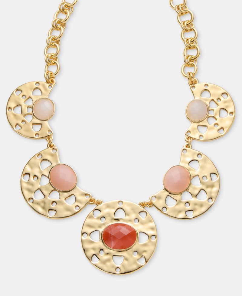 Gold-Tone Pendant Link Necklace