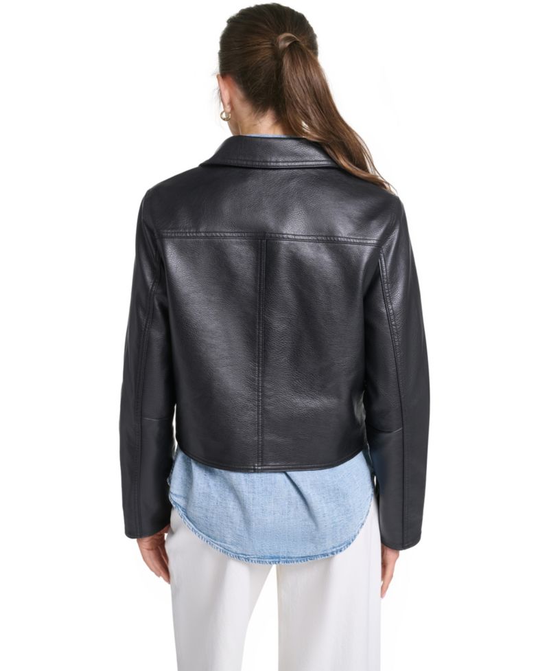 Women's Laydown Collar Cropped Snap Jacket