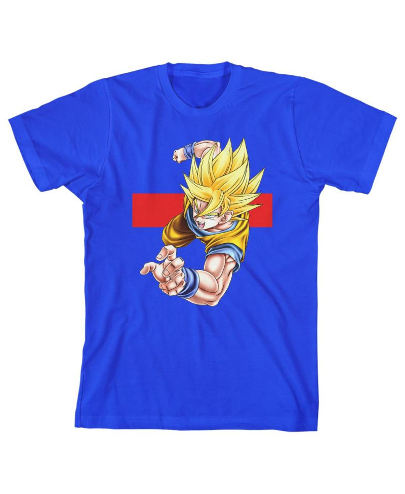 Youth Boys Battle Mode Goku Royal Blue Youth Boys Graphic Tee- XL