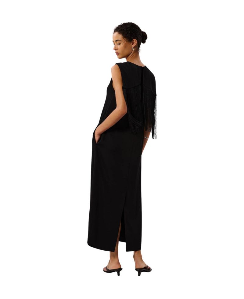 Women's Back Fringe Detail Midi Dress