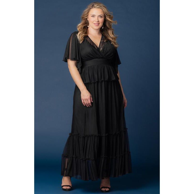 Plus Size Graceful Tiered Mesh Gown