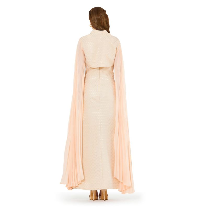 Women's Strapless Column Dress With Detachable Cropped Cape Jacket