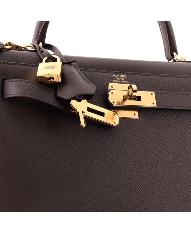 Kelly 28 Handbag Grey Epsom with Gold Hardware
