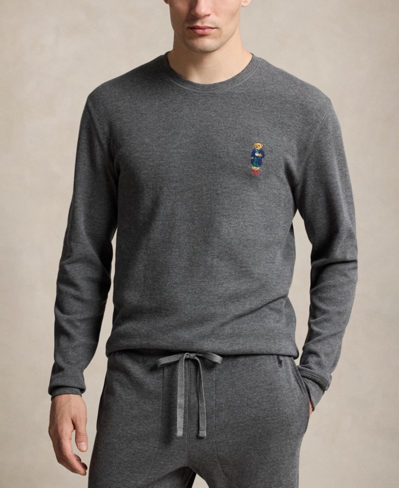 Men's Polo Bear Long-Sleeve Waffle-Knit Thermal Shirt and Joggers, 2-Piece Set