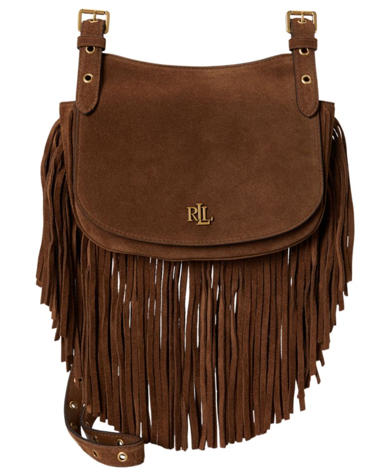 Marcy Suede Fringe Trim Small Crossbody Handbag