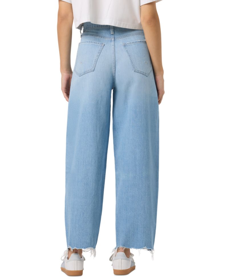 Women's Distressed Barrel Leg High-Rise Wide-Leg Jeans